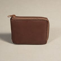 7132 - Bifold Zipper Wallet Brown
