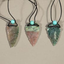 96112 - Medium Arrowhead Pendant Black String Turquoise Bead