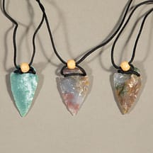96113 - Medium Arrowhead Pendant Black String With Wood Bead