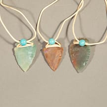96122 - Medium Arrowhead Pendant Tan String with Turquoise Bead