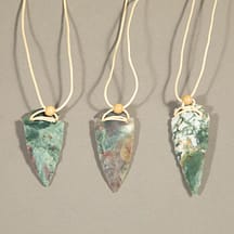 96223 - Large Arrowhead Pendant Tan String With Wood Bead