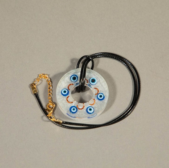 96331 - Organite  Pendant Blue With Gold Clasp