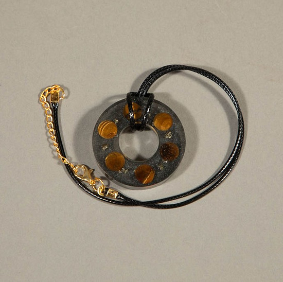 96334 - Organite Pendant Tigers Eye with Gold Clasp