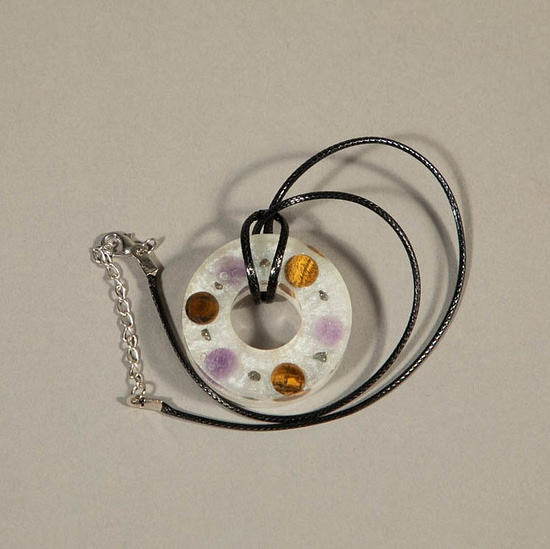 96329 - Organite Pendant Amethyst and Tigers Eye With Silver Clasp