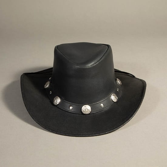 8940 - Leather Hat Black