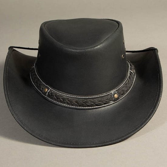 8990 - Leather Hat Black