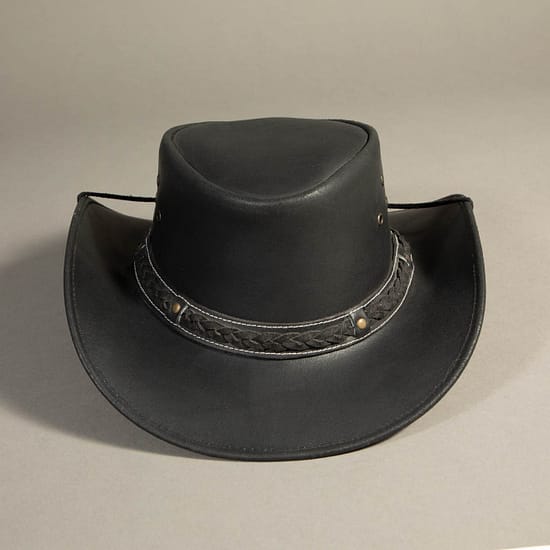 8990 - Leather Hat Black