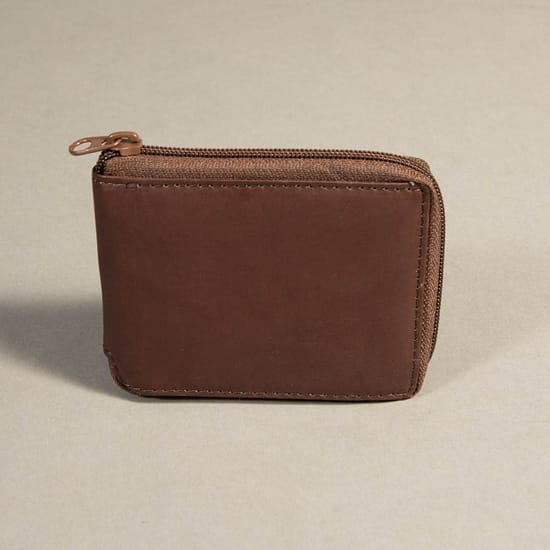 7132 - Bifold Zipper Wallet Brown