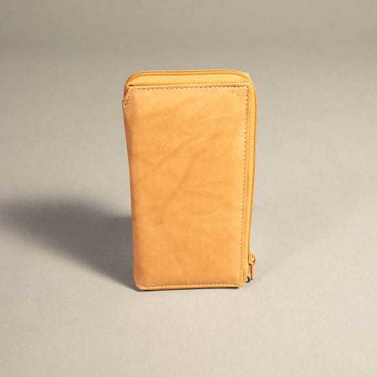 7683 - Checkbook Holder Zipper Wallet Tan