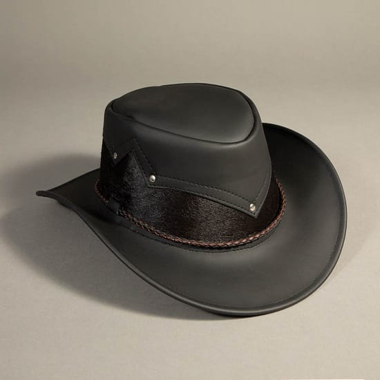 8790 - Leather Hat Black - Image 2