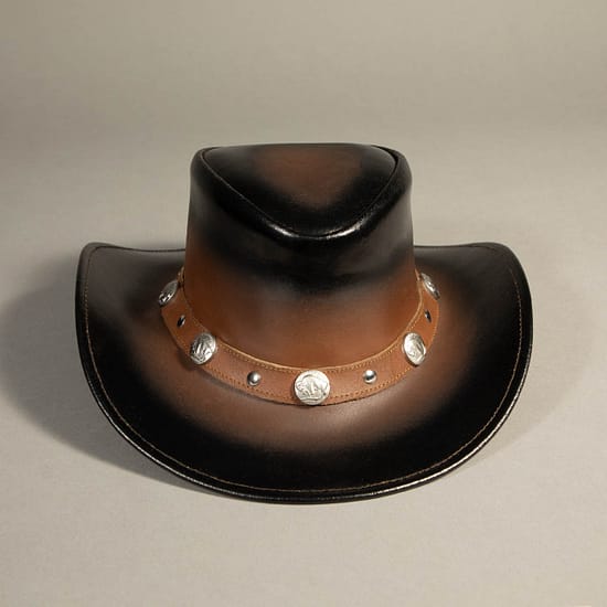 8943 - Leather Hat Two Tone