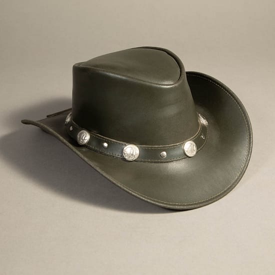 8947 - Leather Hat Olive - Image 2