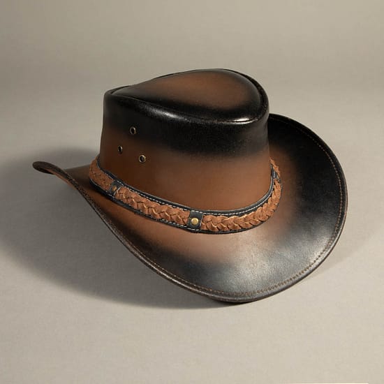 8993 - Leather Hat Two Tone - Image 2