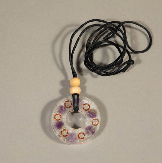 96315 - Organite Pendant Amethyst With Wood Bead